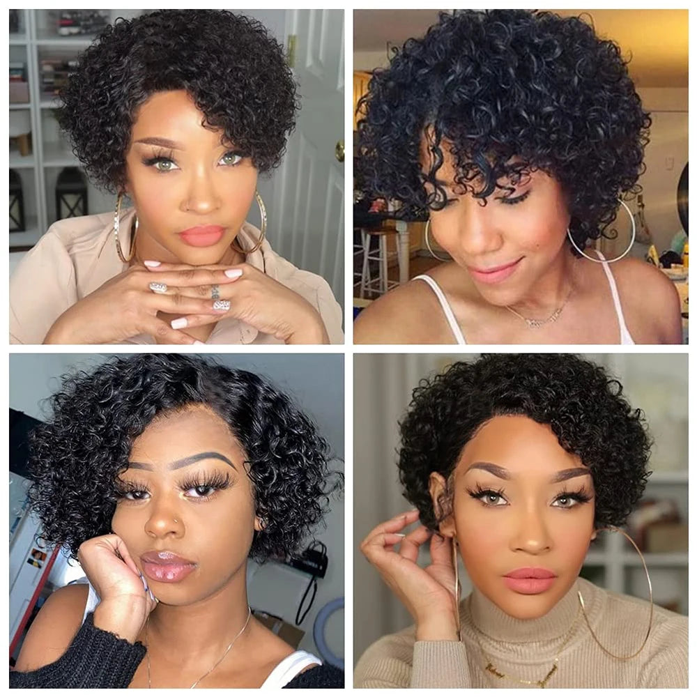 Short Kinky No Lace Front Human Hair Wig