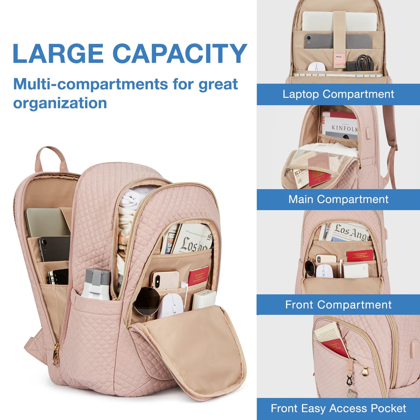 Multiple Pockets Anti-theft Laptop Backpack  with USB Charging Port