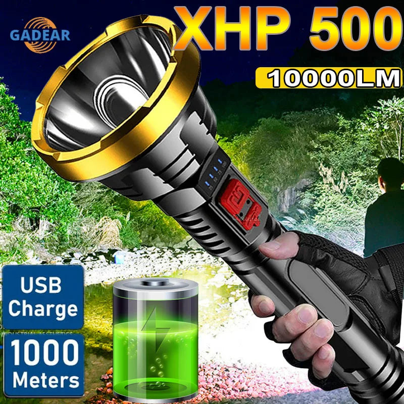 Powerful USB Rechargeable LED Torch Flashlight