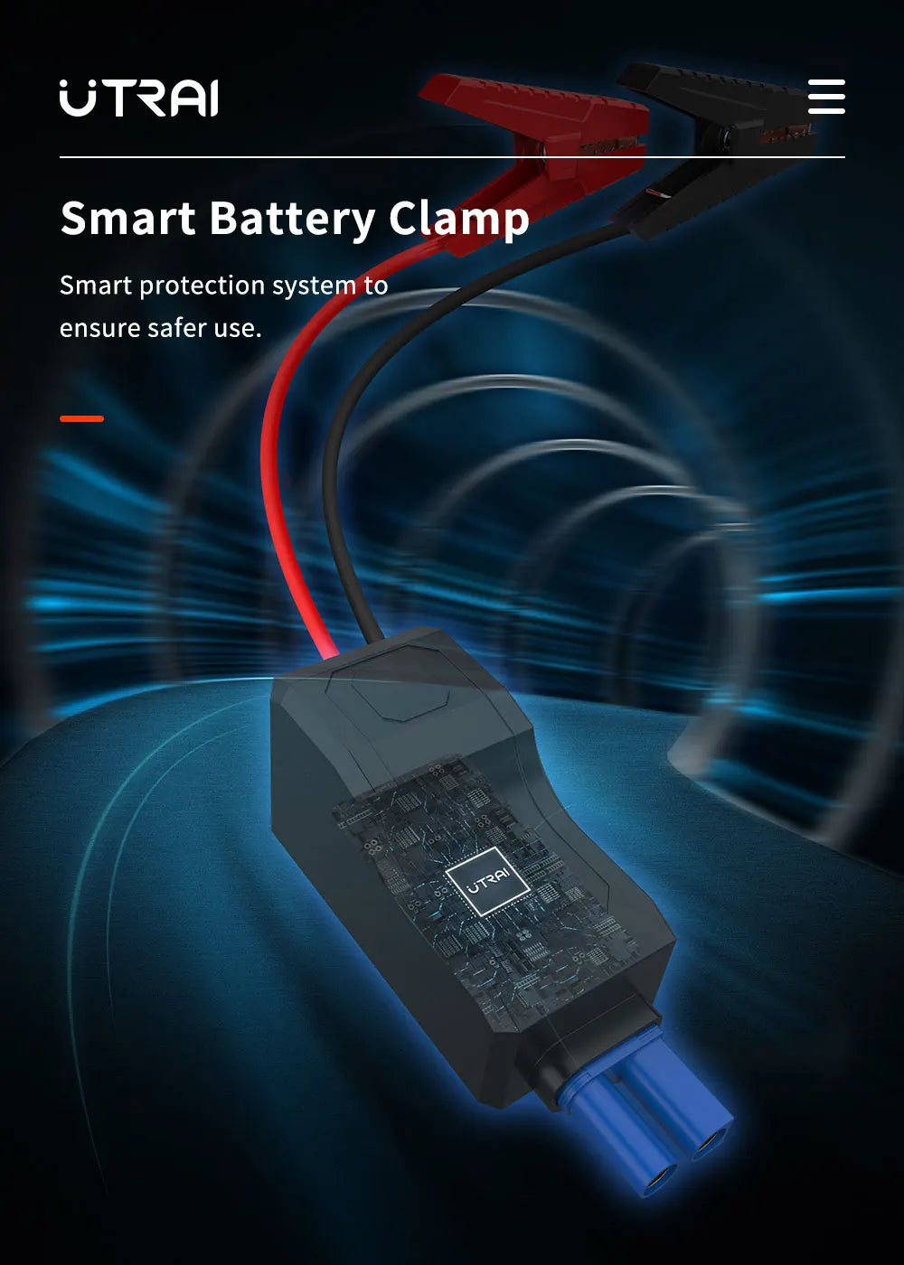 Smart Booster Cables, Auto Emergency Car Battery Clamps, and Jump Starters