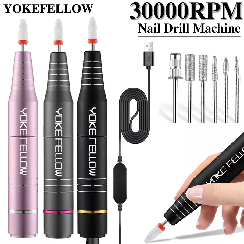 Electric Nail Drill Machine For Manicure and Pedicure With Ceramic Nail Drill Bit Set