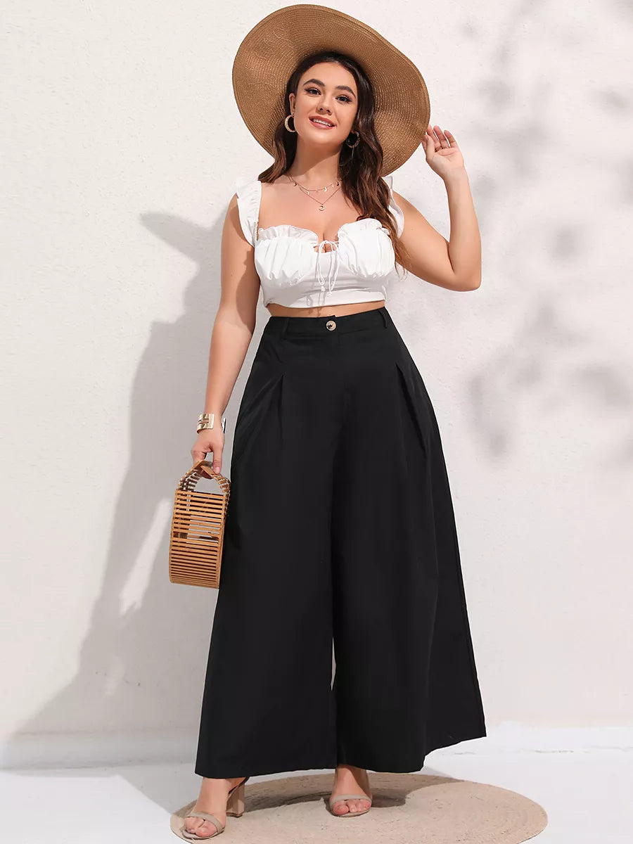 Plus Size High Waist Wide Leg Pants