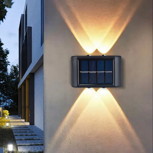 4LED Beads Up and Down Light Solar Powered Waterproof Wall Light for Courtyard Garden Carport