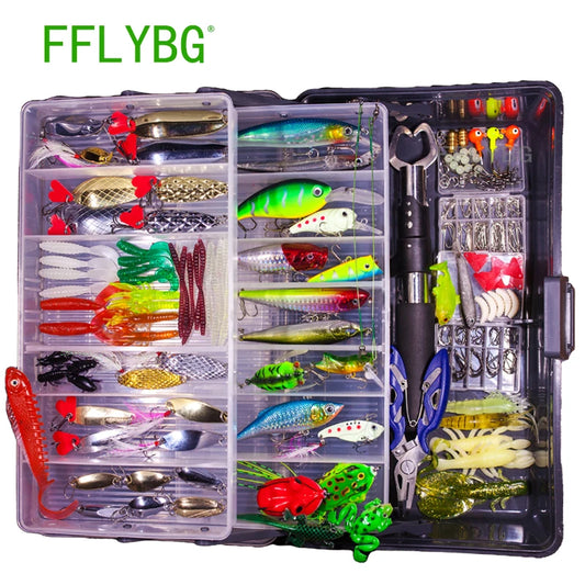 Soft and Hard Mixed Fishing Lure Set with Box for Bass Pike Crank