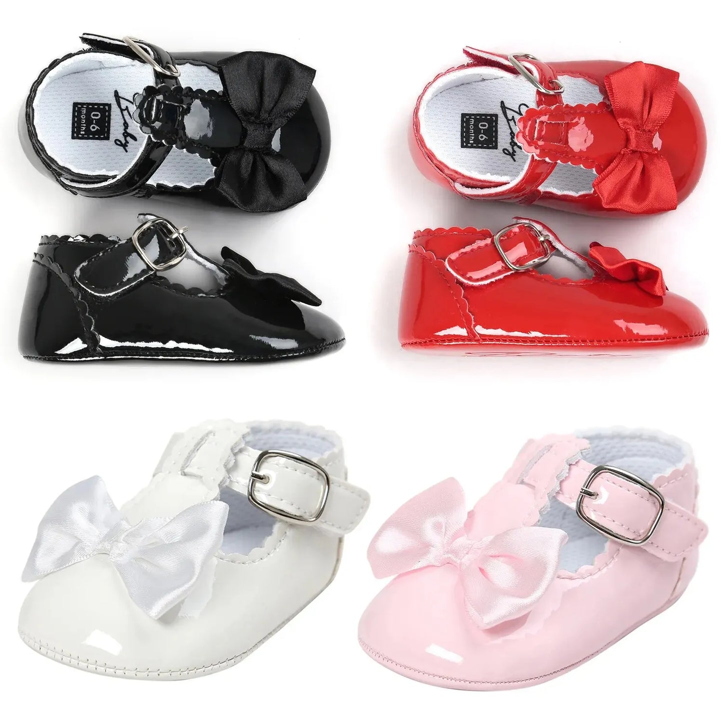 Meckior Baby Girls Shoes Classic Bowknot Rubber Sole Anti-slip PU Girls Dress Shoes First Walker Toddler Crib Baby Shoes