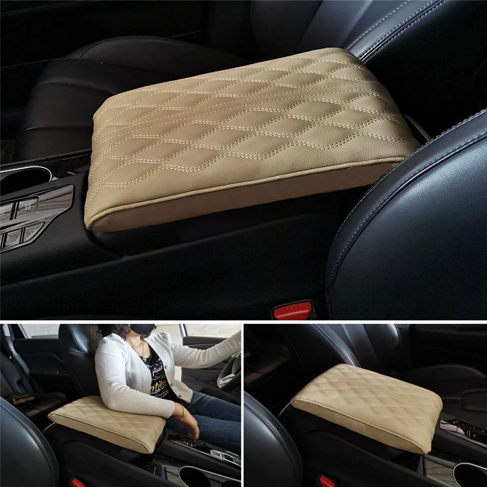 Wave Embroider PU Leather Car Armrest Cover Pad