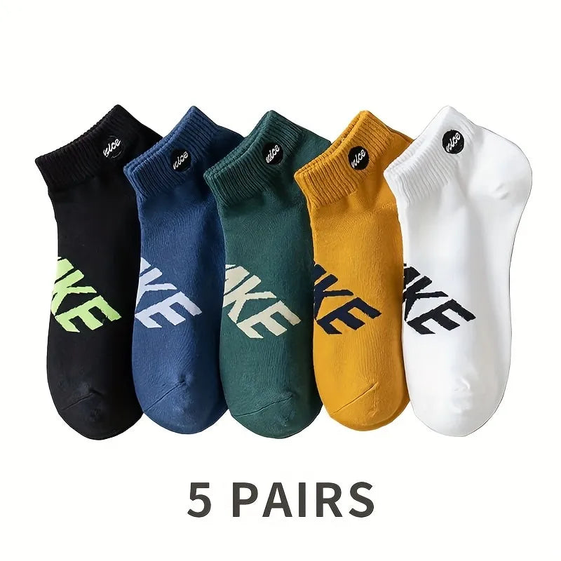 5 Pairs Of Men's Short Socks Four Season Sports Sweat-absorbent And Odor Resistant Boat Socks Thin Low-cut Socks