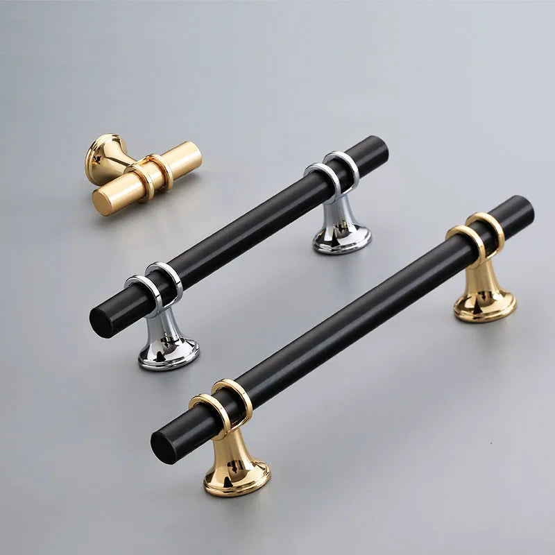 Black Gold Modern Zinc Alloy Door Handles