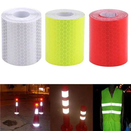 3PCS 5cm*100cm Red White Yellow Night Reflective Warning Sticker