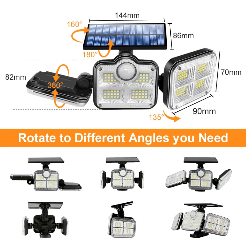 LED Solar Lights with Motion Sensor and Adjustable head