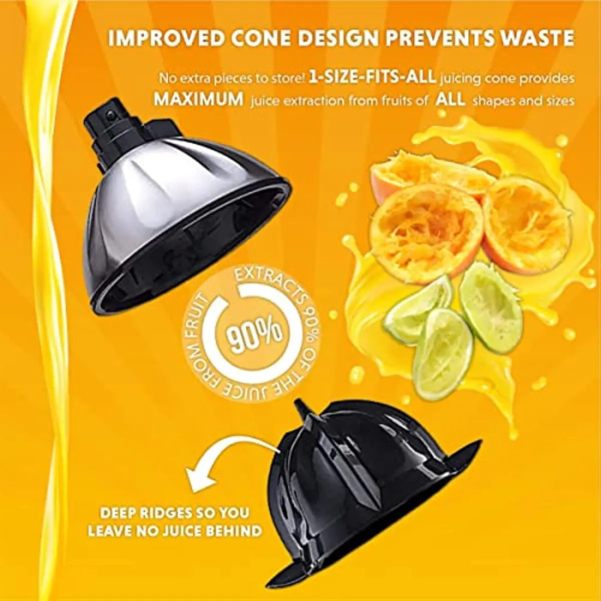 Eurolux Electric Citrus Juicer Squeezert, Stainless Steel 160 Watts of Power Soft Grip Handle and Cone Lid for Use (ELCJ-1700S)