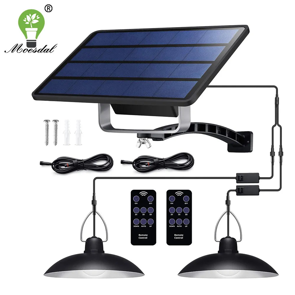 Waterproof Double Head Solar Pendant Light With Cable