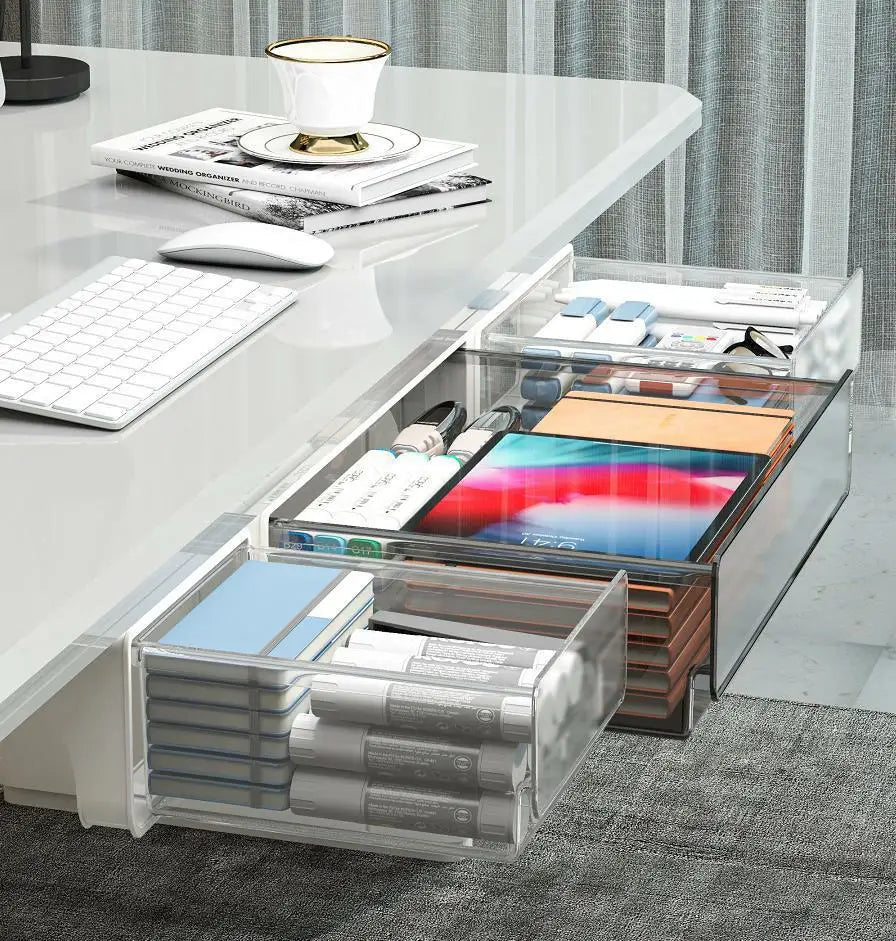 Clear Organizer Hidden Under Desk