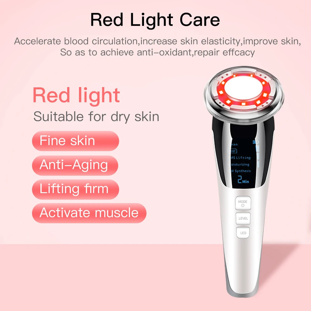 Hot and Cool Facial Massager with LED Photon Light for Face Lifting and Tightening