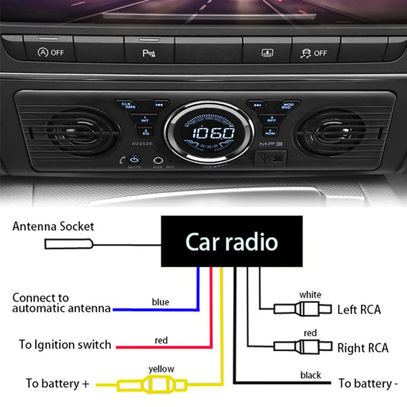 12V Bluetooth built-in 2-speaker car radio