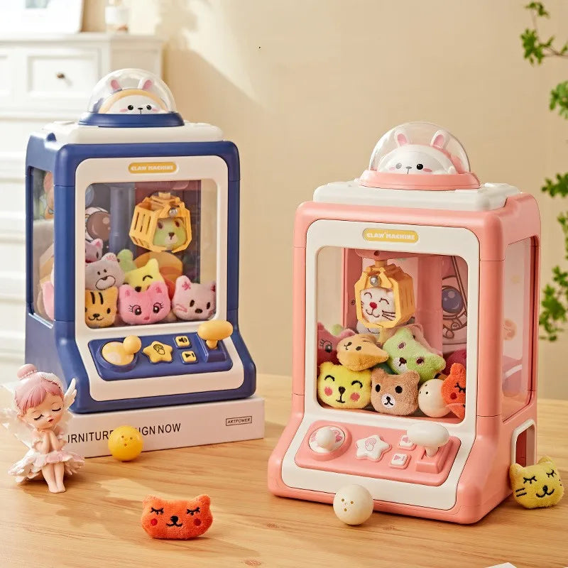 Automatic Doll Machine Toy for Kids Mini Cartoon Coin Operated Play Game Claw Crane Machines with Light Music Children Toy Gifts
