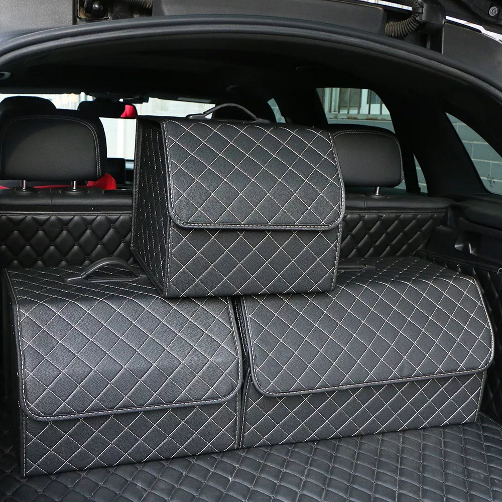 Leather Large Capacity Car Trunk Organizer Box