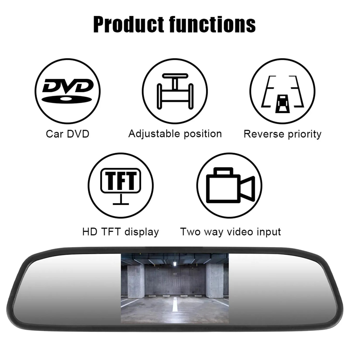 Car HD Video Auto Parking Monitor with 8 LED Night Vision