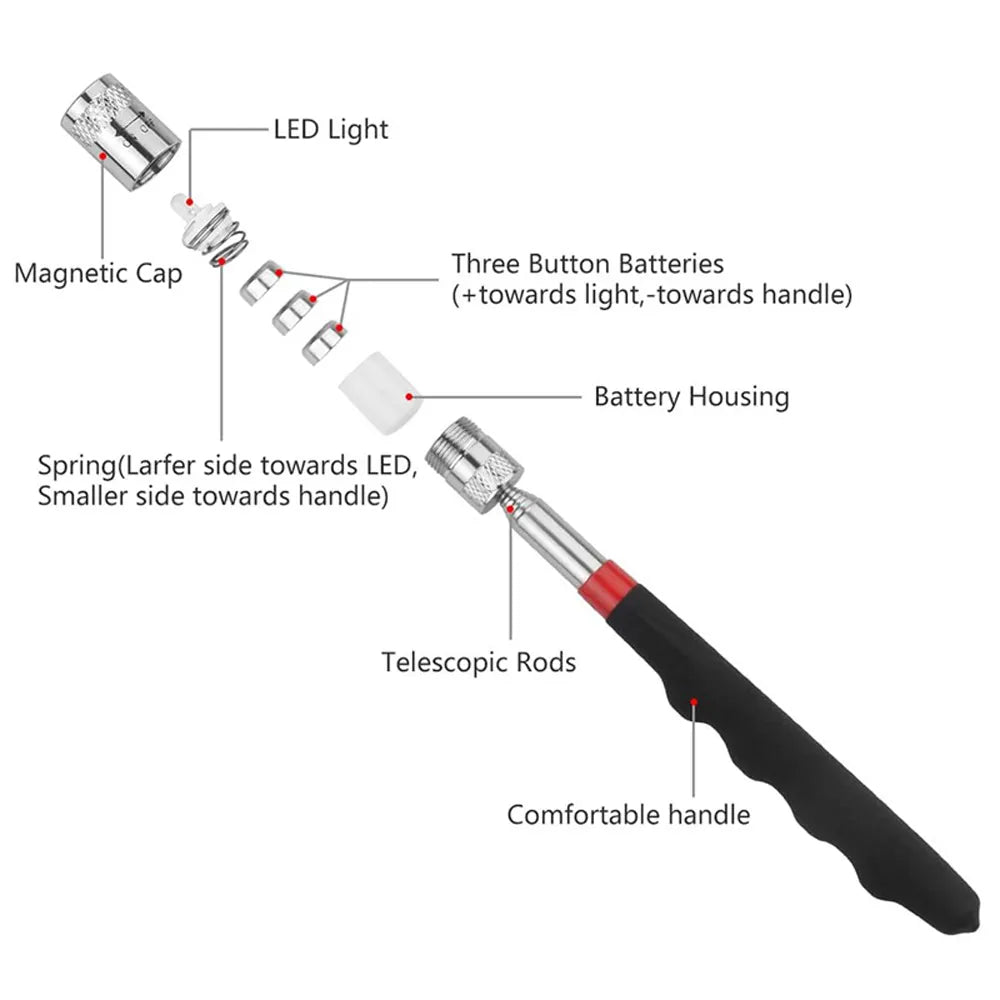 Mini Telescopic Magnetic Pen with Light