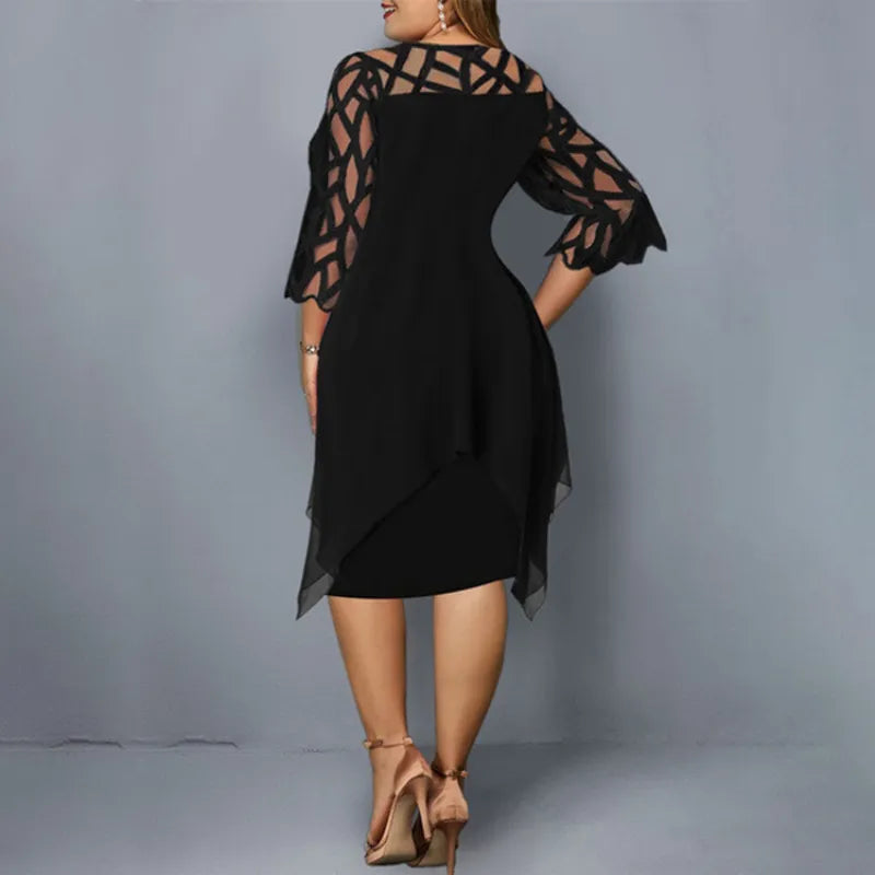 Elegant Lace Mesh Plus Size Dresses