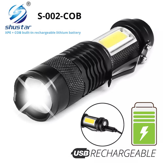 Mini Rechargeable LED Flashlight with 100 meters lighting distance