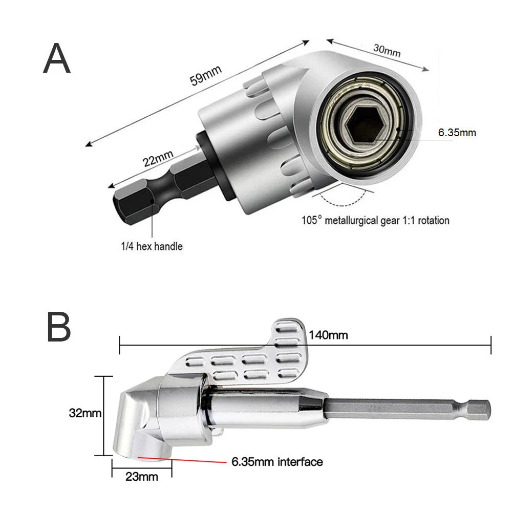 Adjustable 105 Degree Elbow Screwdriver Holder Set