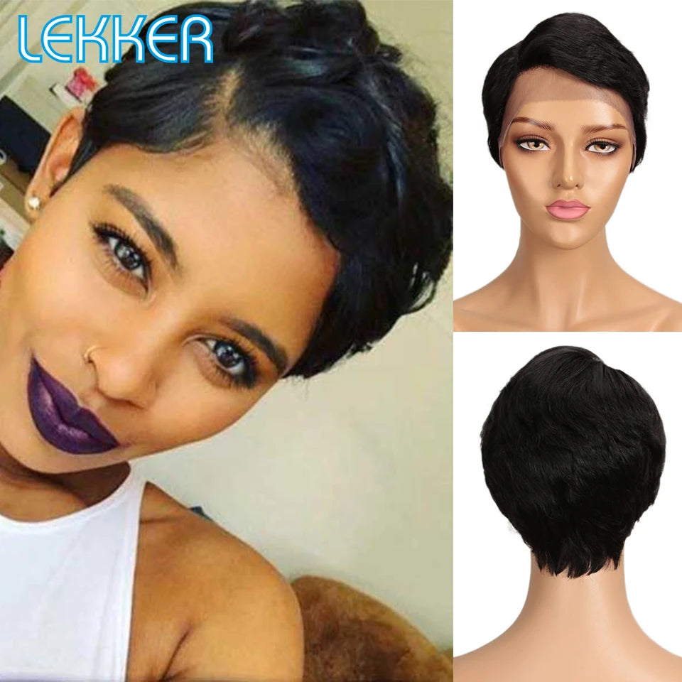 Short T-Part Lace Human Hair Wig for Women