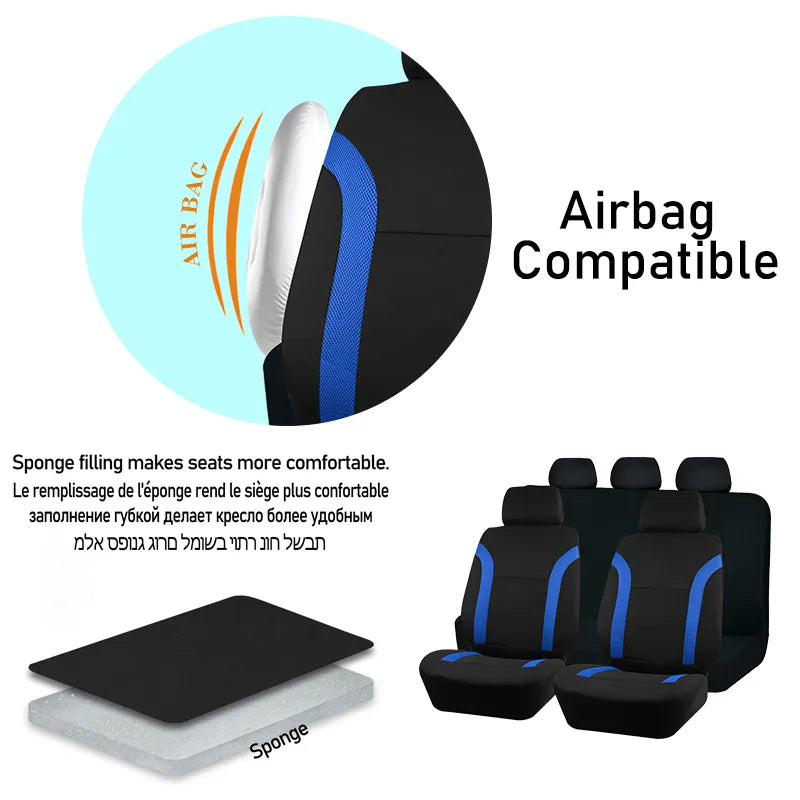 Fabric Bicolor Universal Polyester Car Seat Cover Set