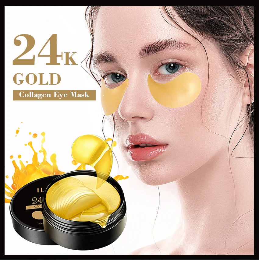 60pcs 24K Gold Collagen Eye Mask for Dark Circles and Anti-Puffiness