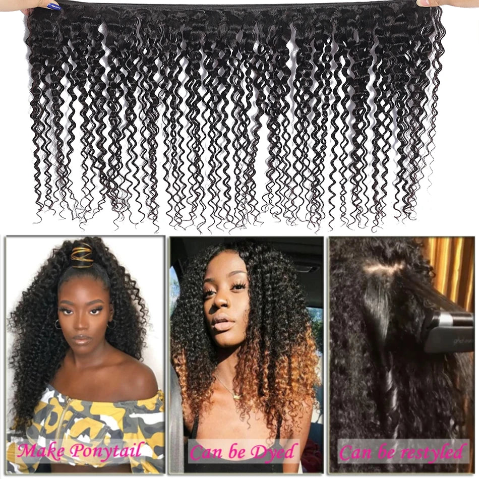 1/3/4 PCS Human Hair Extensions Indian Curly Bundles