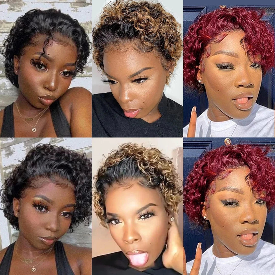 Spring Curl Color Lace Pixie Cut Wig