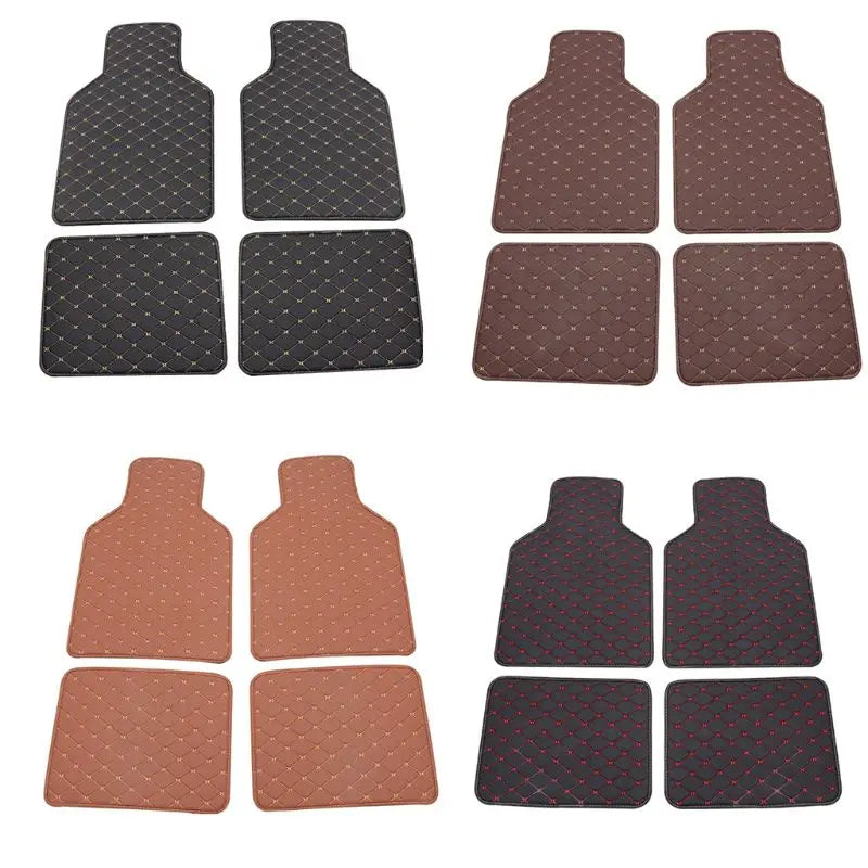 4Pcs All Weather PU Leather Car Floor Mats