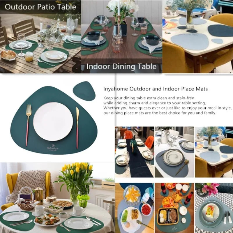 Waterproof Non-Slip Leather Placemats for Tables