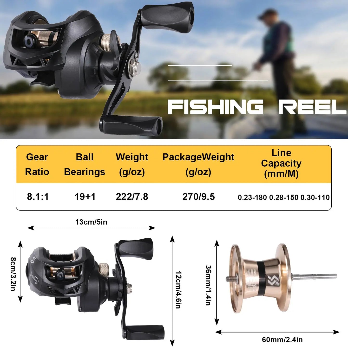 1.8-2.4m Portable Ultralight Rod and 8.1:1 Gear Ratio Fishing Reel Combo