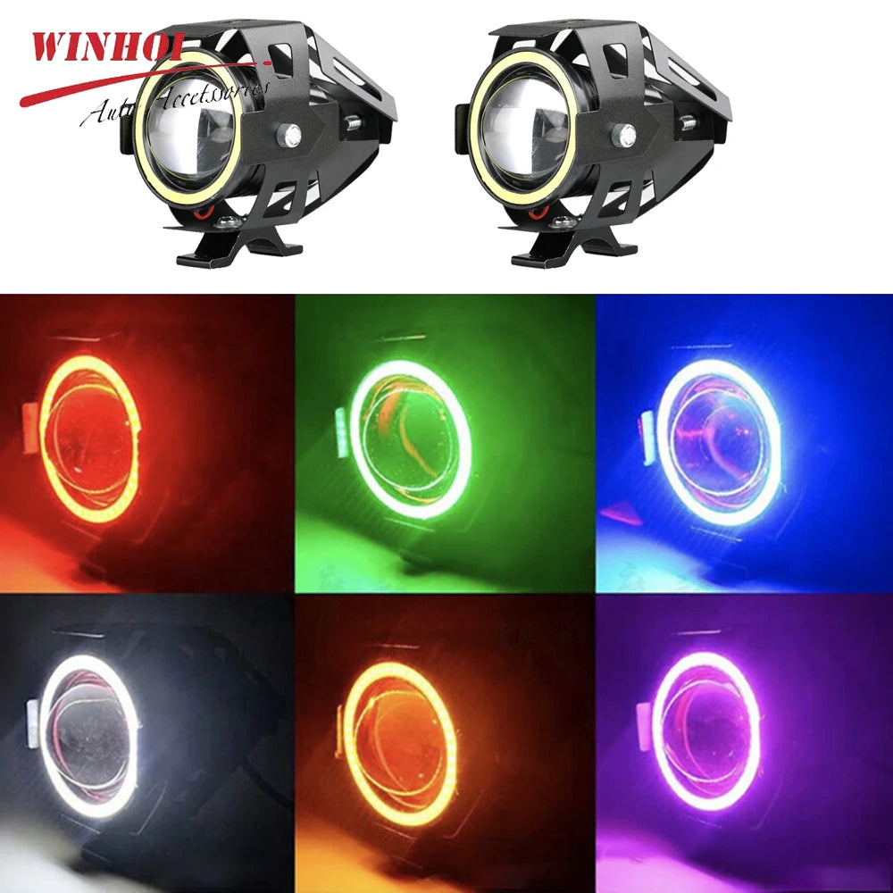 125W LED Motorcycle Headlight with Angle Eyes