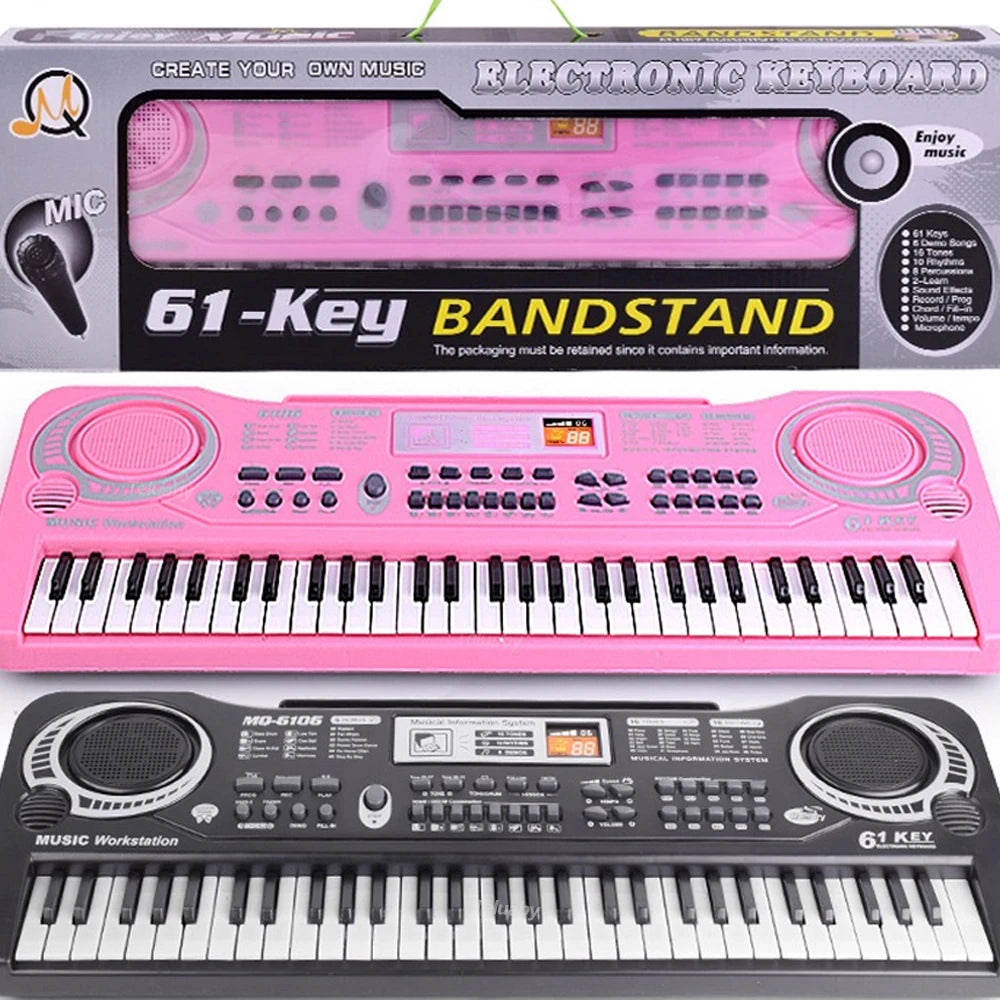 Kids Electronic Piano Keyboard 61 Keys Organ with Microphone / 24 Keys Education Toys Musical Instrument Gift for Child Beginner