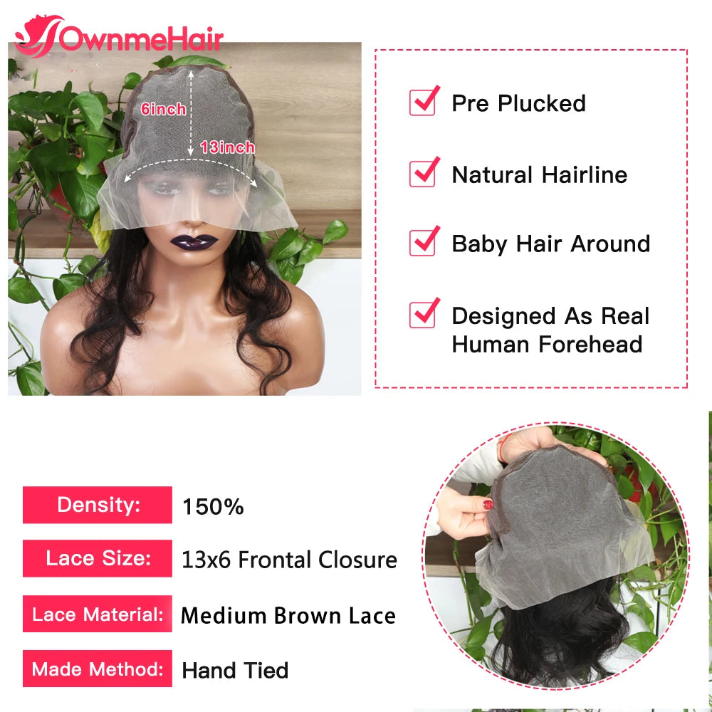 Body Wave 13x6 13x4 Transparent Lace Frontal Human Hair Wig