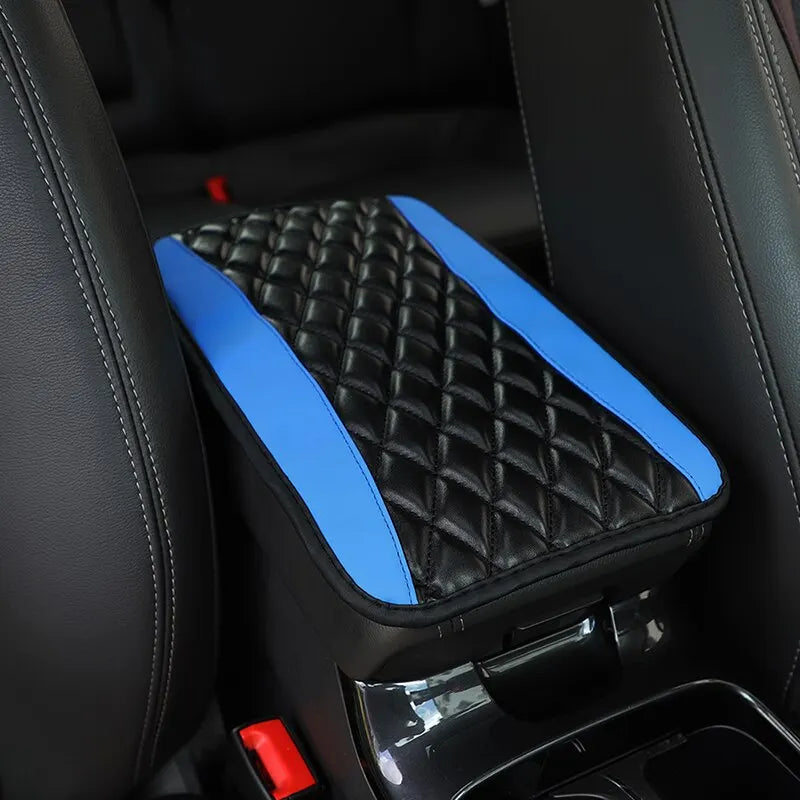 Car Armrest Cover Mat Universal PU Leather Ethnic Style Print Waterproof Non Slip Storage Box Pad Auto Styling Interior Accessor