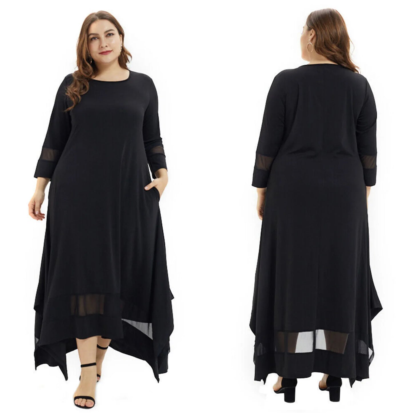 Plus Size Maxi Dress with O Neckline