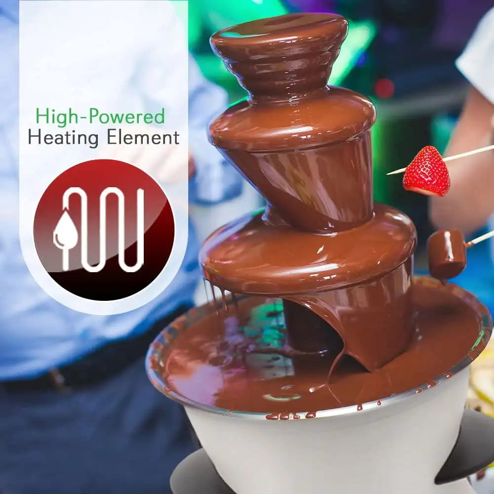 3-Tier Electric Chocolate Fountain Dipping Warmer Machine Compact Countertop Stainless Steel 16Oz Kitchen