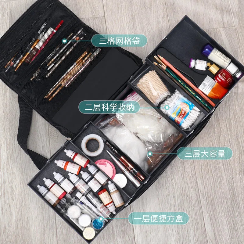 Multilayer Clapboard Cosmetic Bag Case