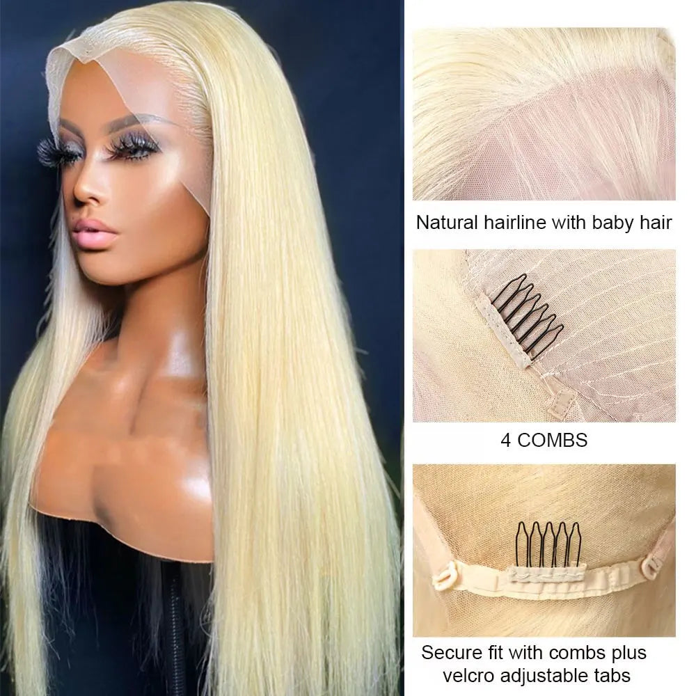 Blonde Silk Straight Synthetic Lace Front Wig