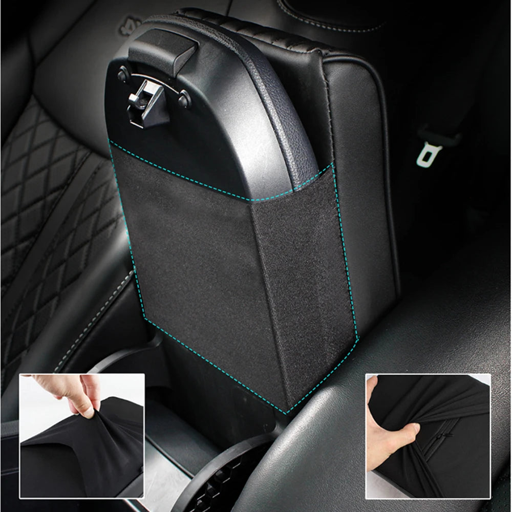 Wave Embroider PU Leather Car Armrest Cover Pad