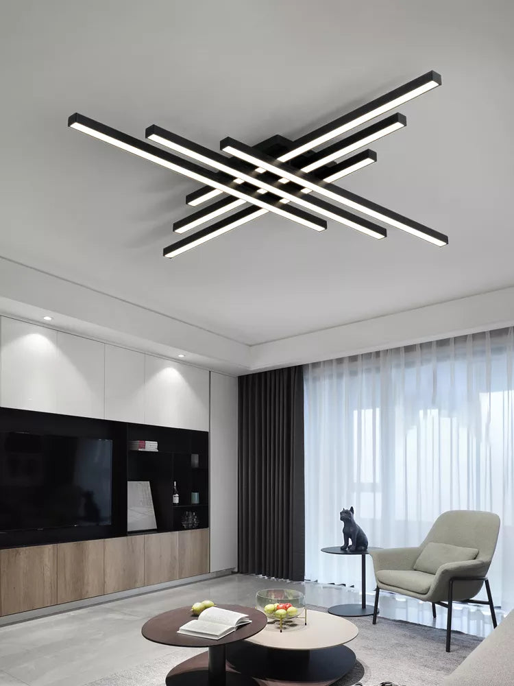 Square Black Strip ceiling lamp