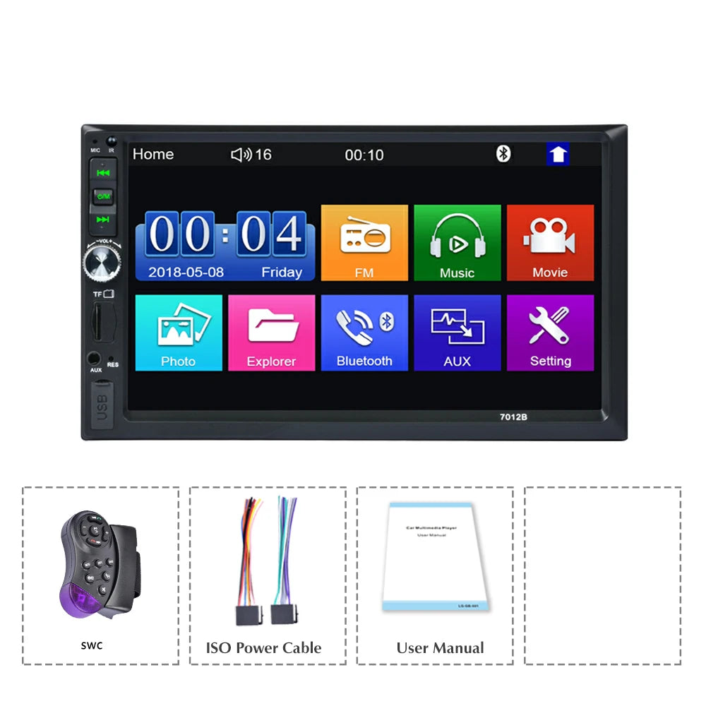 7" HD Touch Screen 2D Car Radio Multimedia Player