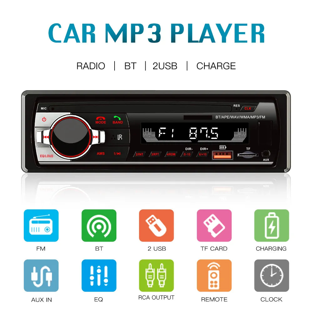 1D Bluetooth Radio Multimedia Player Car