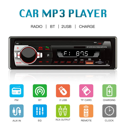 1D Bluetooth Radio Multimedia Player Car