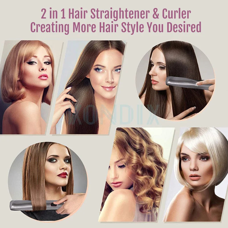 2in1 Hair Curler and Straightener Curling Iron