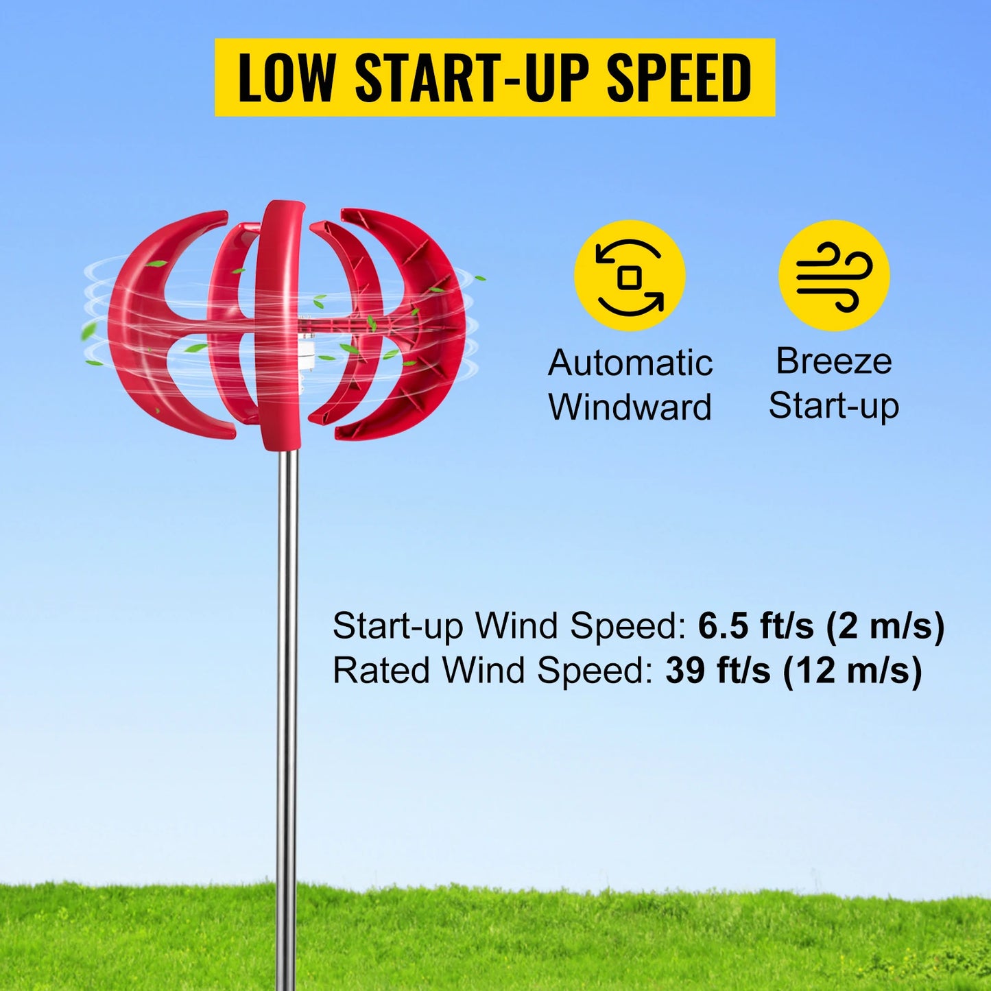 12V 100W/400W/600W Vertical Axis Wind Turbine With Controller