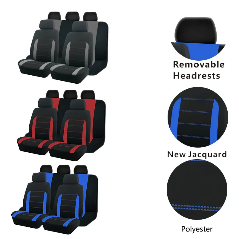 Fabric Bicolor Universal Polyester Car Seat Cover Set